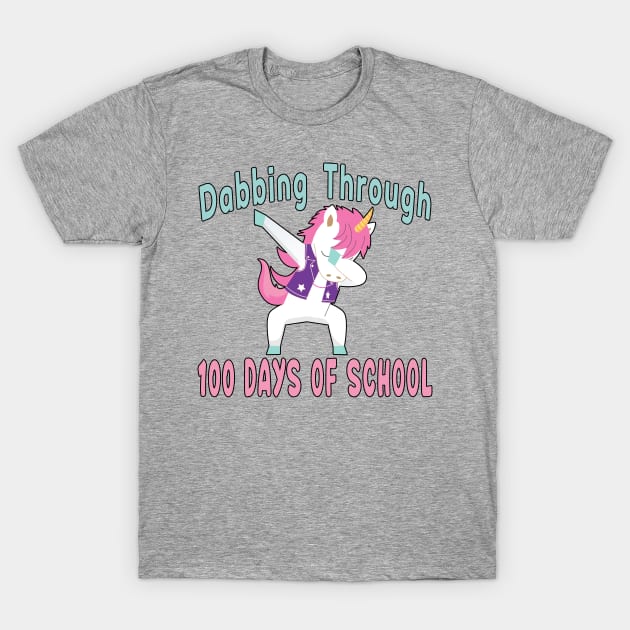 Dabbing Unicorn 100 Days of School Student Kids. T-Shirt by Maxx Exchange